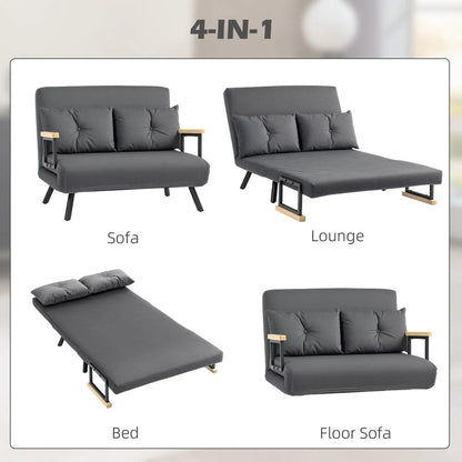 HOMCOM 4-in-1 Velvet-Feel Double Sofa Bed, with Pillows Additional View 4