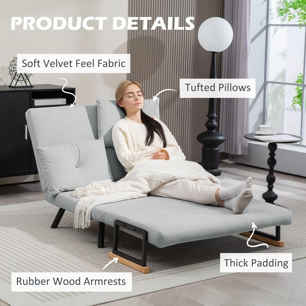 HOMCOM 4-in-1 Velvet-Feel Double Sofa Bed, with Pillows Additional View 41