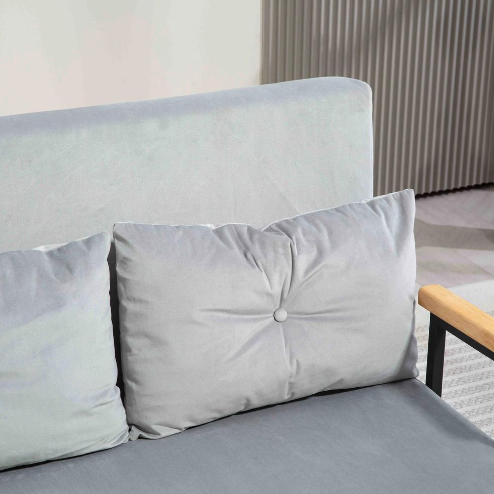 HOMCOM 4-in-1 Velvet-Feel Double Sofa Bed, with Pillows Additional View 45