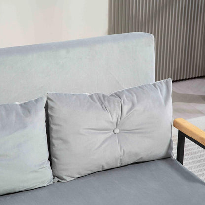 HOMCOM 4-in-1 Velvet-Feel Double Sofa Bed, with Pillows Additional View 45