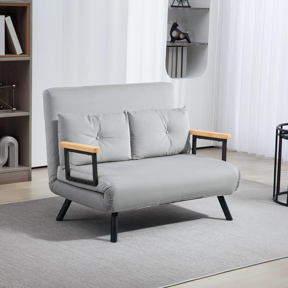 HOMCOM 4-in-1 Velvet-Feel Double Sofa Bed, with Pillows Additional View 49
