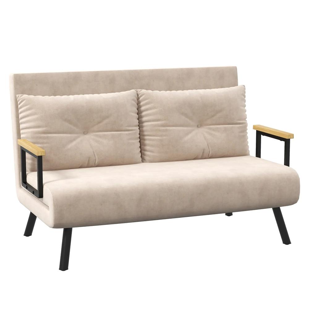 HOMCOM 4-in-1 Velvet-Feel Double Sofa Bed, with Pillows Additional View 51