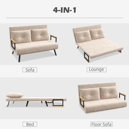 HOMCOM 4-in-1 Velvet-Feel Double Sofa Bed, with Pillows Additional View 54