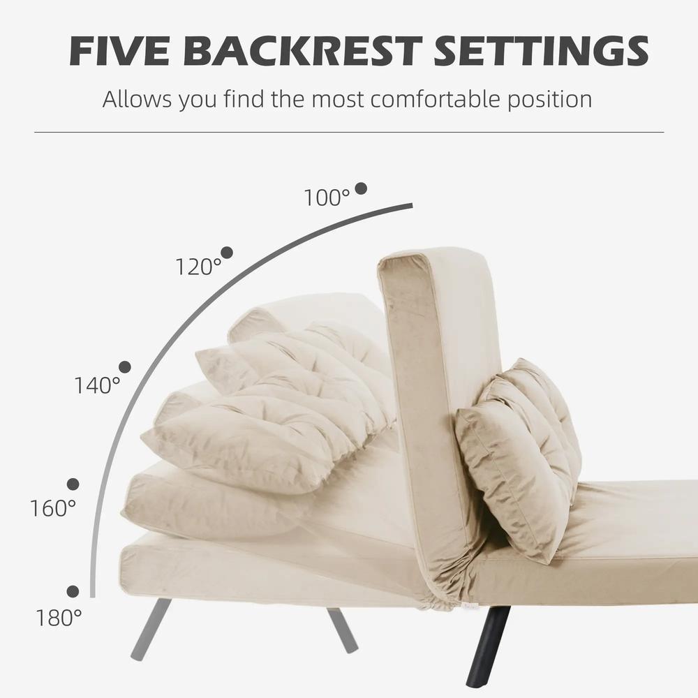 HOMCOM 4-in-1 Velvet-Feel Double Sofa Bed, with Pillows Additional View 55