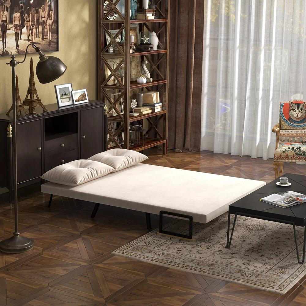 HOMCOM 4-in-1 Velvet-Feel Double Sofa Bed, with Pillows Additional View 57