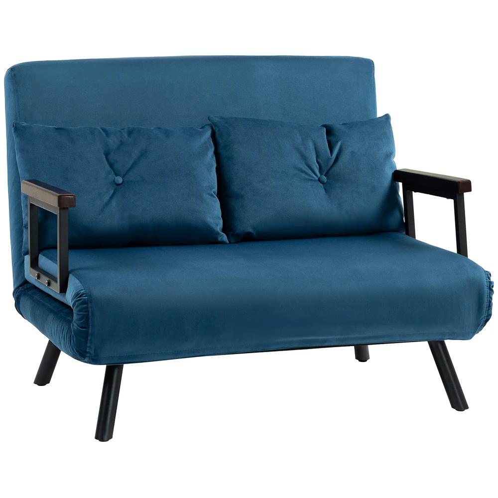 HOMCOM 4-in-1 Velvet-Feel Double Sofa Bed, with Pillows Additional View 62