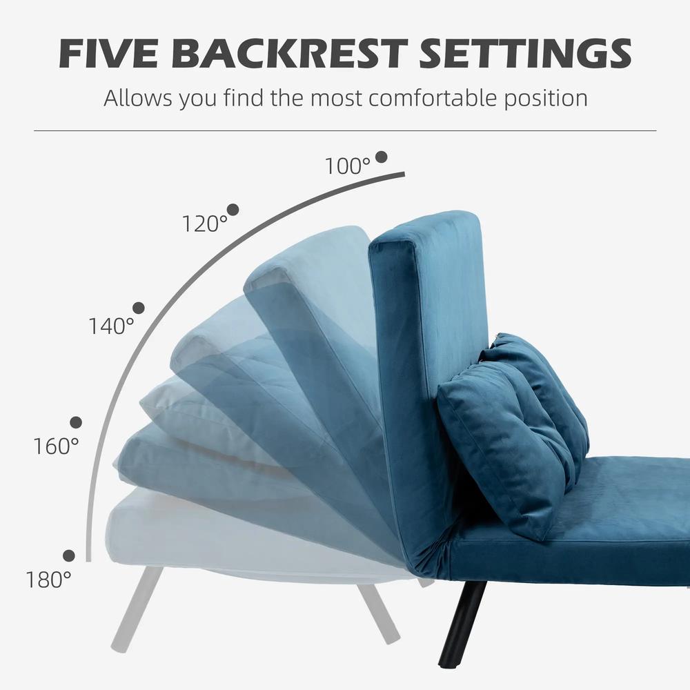 HOMCOM 4-in-1 Velvet-Feel Double Sofa Bed, with Pillows Additional View 66
