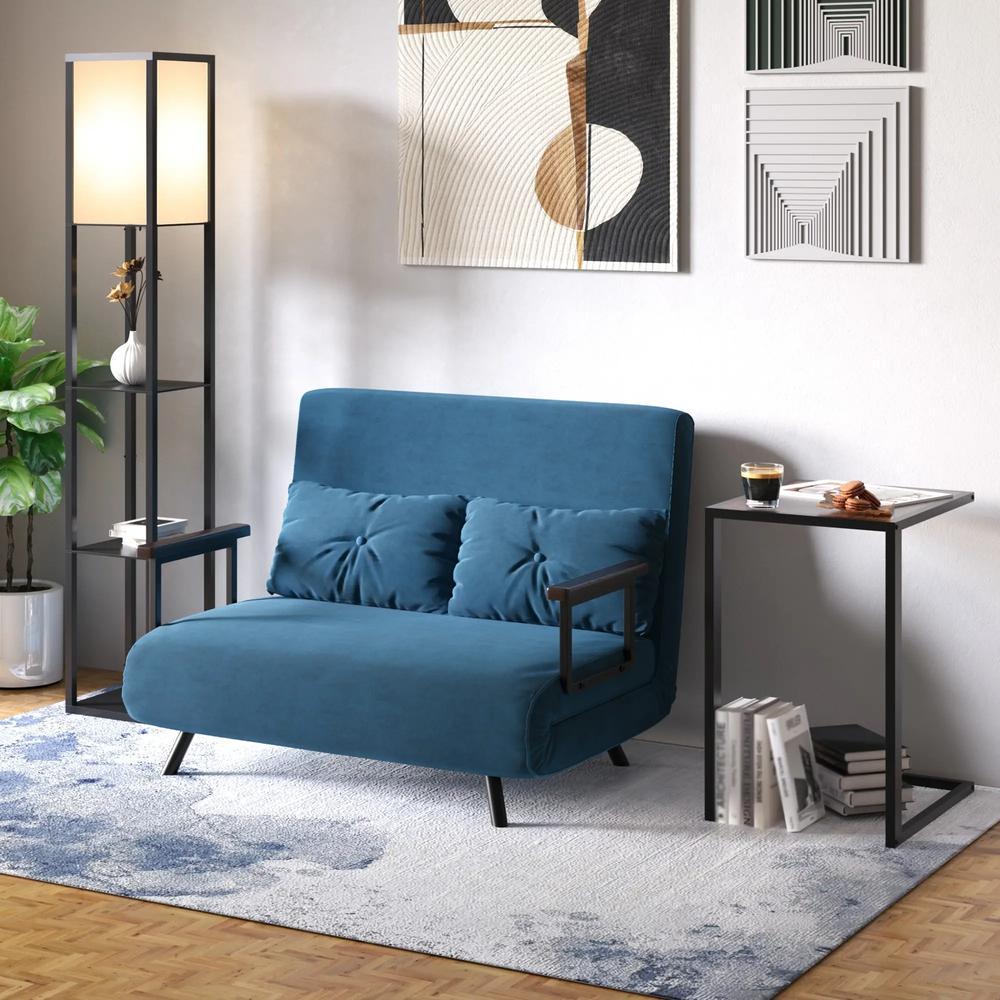 HOMCOM 4-in-1 Velvet-Feel Double Sofa Bed, with Pillows Additional View 72
