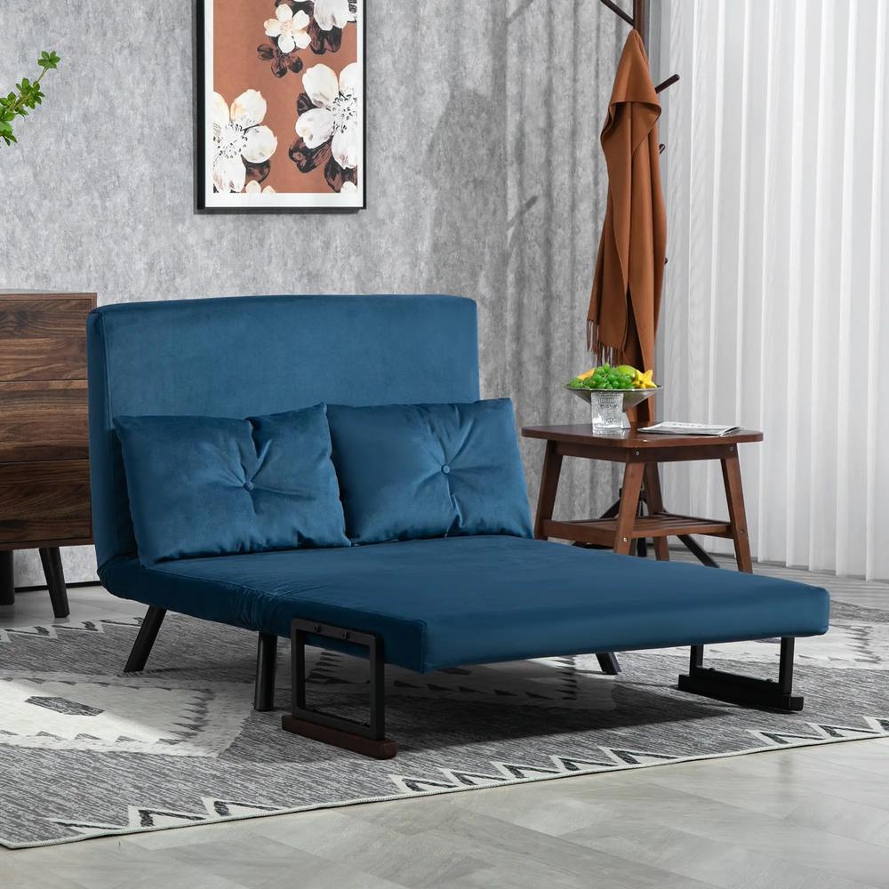 HOMCOM 4-in-1 Velvet-Feel Double Sofa Bed, with Pillows Additional View 73