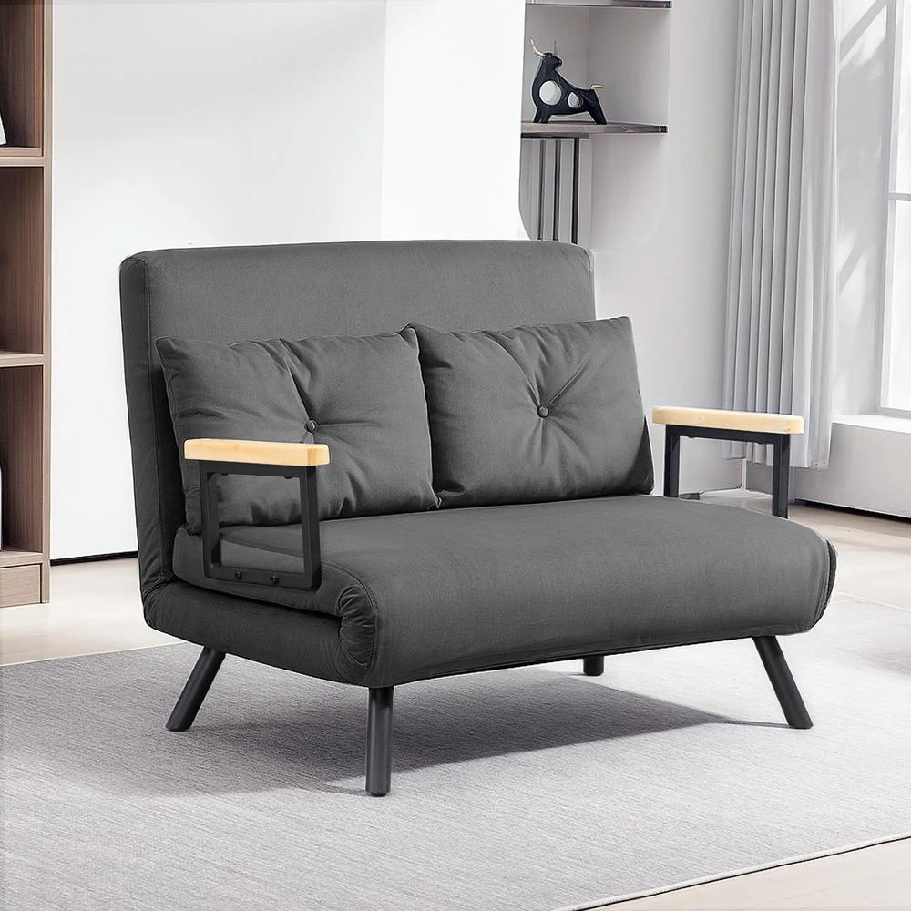 HOMCOM 4-in-1 Velvet-Feel Double Sofa Bed, with Pillows Additional View 10