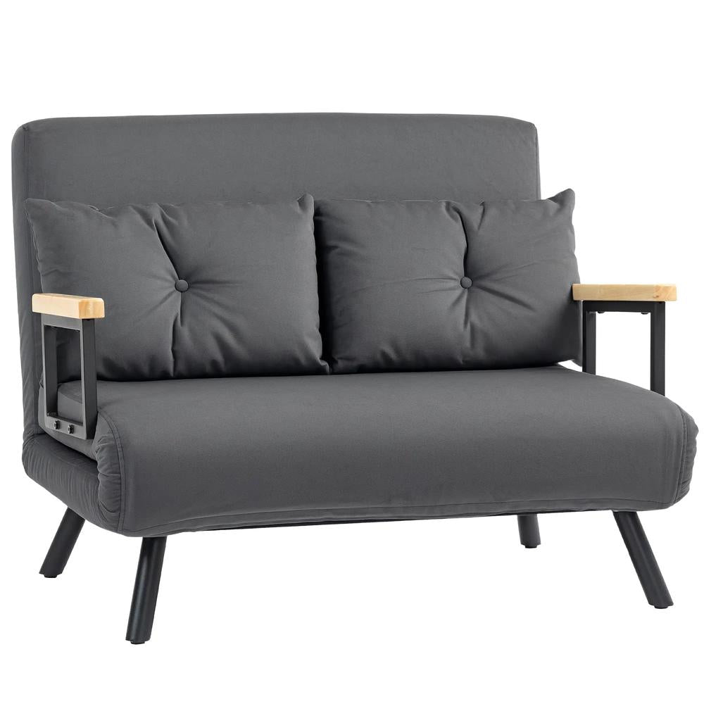 HOMCOM 4-in-1 Velvet-Feel Double Sofa Bed, with Pillows