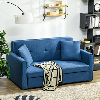 HOMCOM 2 Seater Sofa Bed with Hidden Storage, Pull Out Convertible Bed Settee, Modern Snow Flannel Loveseat Sofa Sleeper with 2 Cushions for Living Room, Guest Room Additional View 2