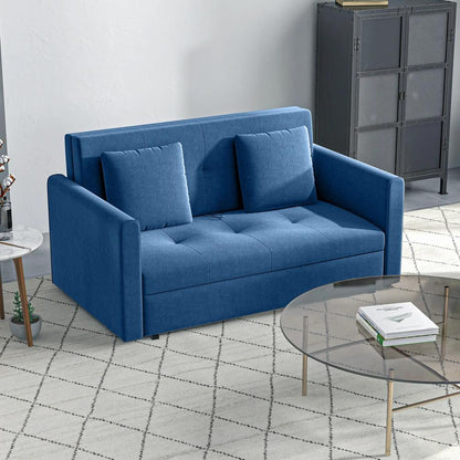 HOMCOM 2 Seater Sofa Bed with Hidden Storage, Pull Out Convertible Bed Settee, Modern Snow Flannel Loveseat Sofa Sleeper with 2 Cushions for Living Room, Guest Room Additional View 11