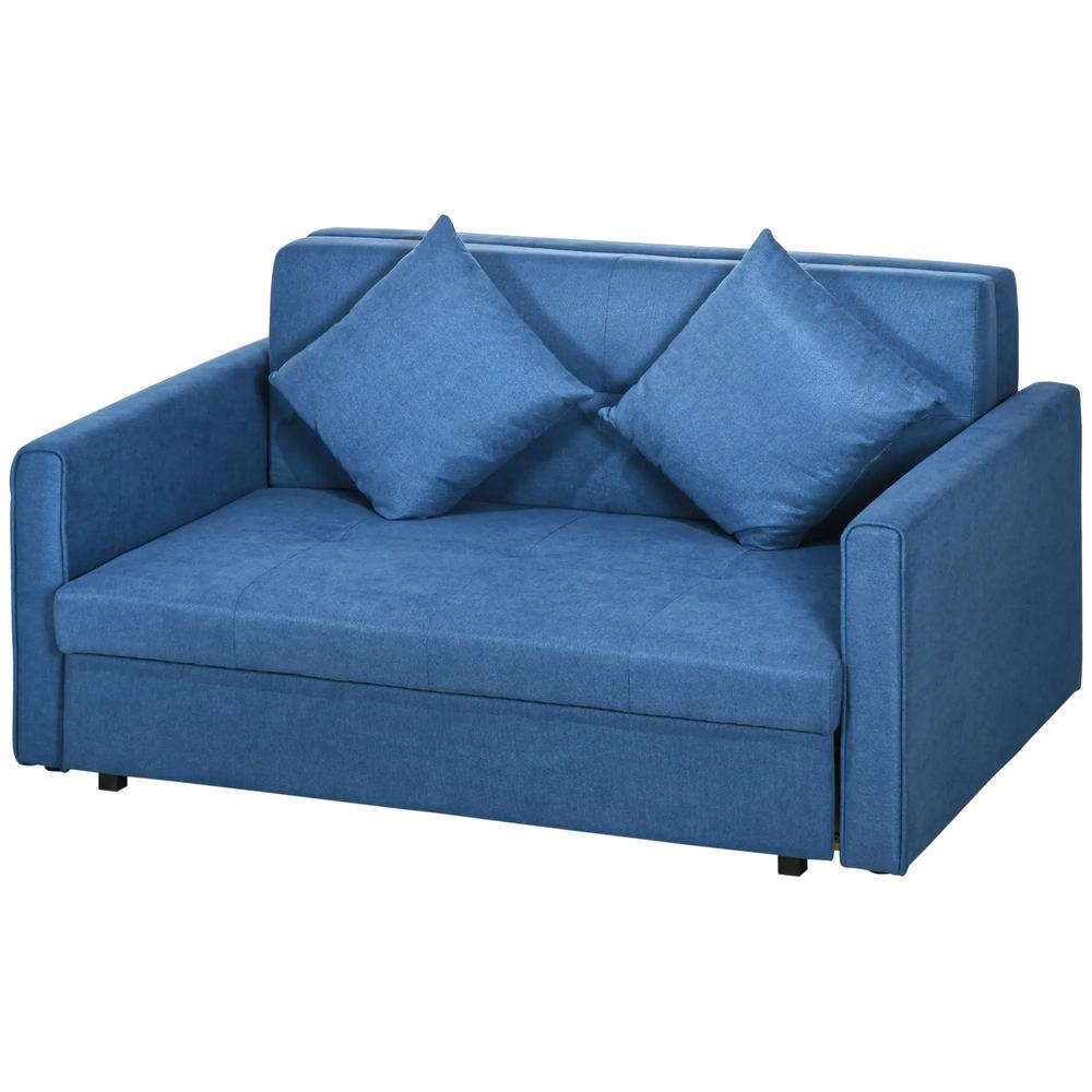 HOMCOM 2 Seater Sofa Bed with Hidden Storage, Pull Out Convertible Bed Settee, Modern Snow Flannel Loveseat Sofa Sleeper with 2 Cushions for Living Room, Guest Room Additional View 12