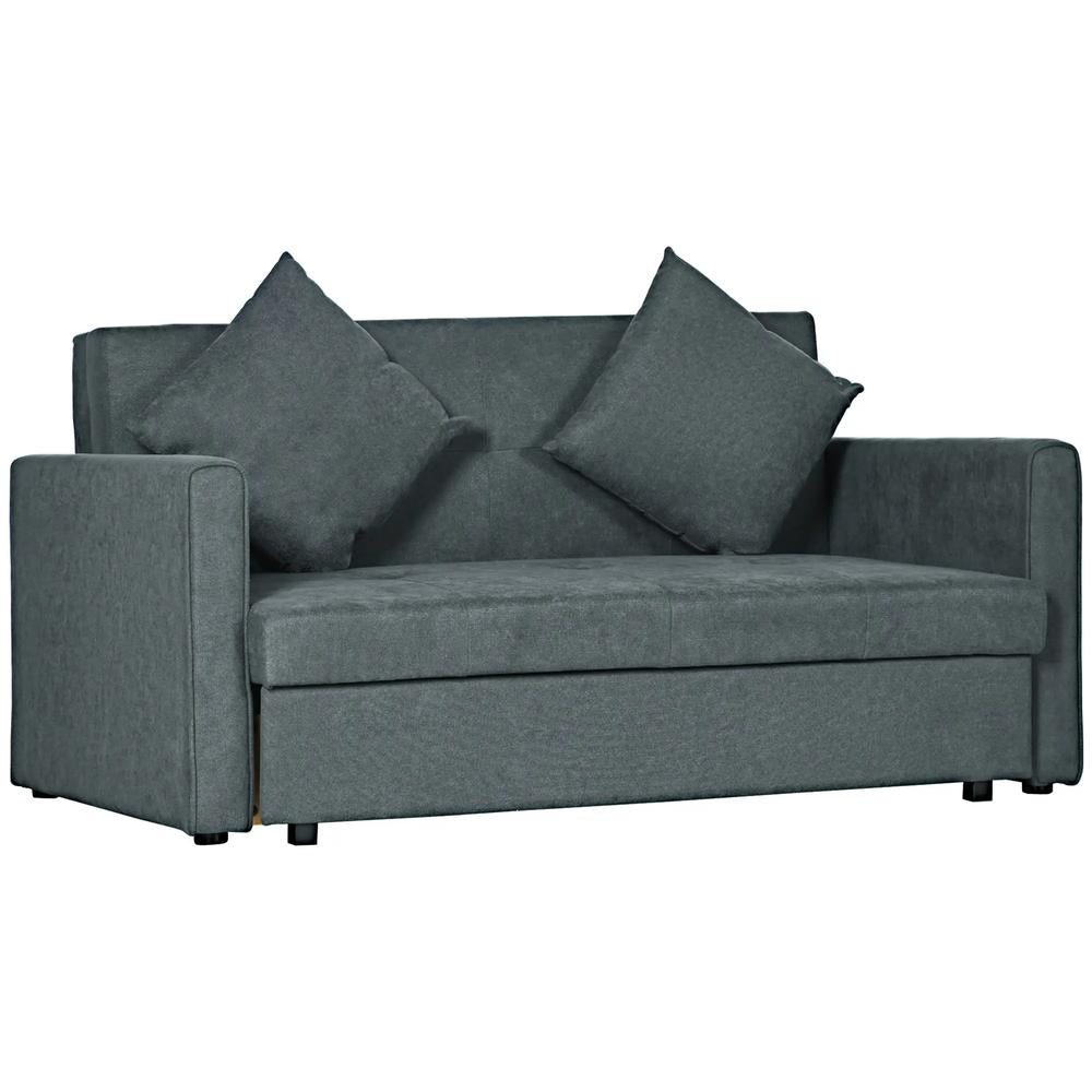 HOMCOM 2 Seater Sofa Bed with Hidden Storage, Pull Out Convertible Bed Settee, Modern Snow Flannel Loveseat Sofa Sleeper with 2 Cushions for Living Room, Guest Room Additional View 13