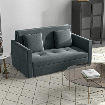 HOMCOM 2 Seater Sofa Bed with Hidden Storage, Pull Out Convertible Bed Settee, Modern Snow Flannel Loveseat Sofa Sleeper with 2 Cushions for Living Room, Guest Room Additional View 14