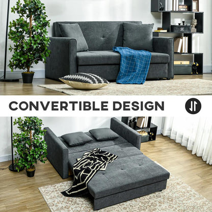 HOMCOM 2 Seater Sofa Bed with Hidden Storage, Pull Out Convertible Bed Settee, Modern Snow Flannel Loveseat Sofa Sleeper with 2 Cushions for Living Room, Guest Room Additional View 16