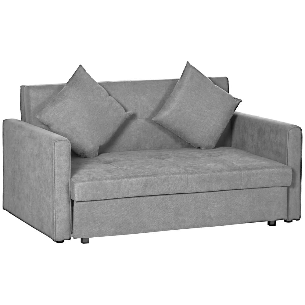 HOMCOM 2 Seater Sofa Bed with Hidden Storage, Pull Out Convertible Bed Settee, Modern Snow Flannel Loveseat Sofa Sleeper with 2 Cushions for Living Room, Guest Room Additional View 24