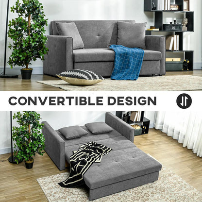 HOMCOM 2 Seater Sofa Bed with Hidden Storage, Pull Out Convertible Bed Settee, Modern Snow Flannel Loveseat Sofa Sleeper with 2 Cushions for Living Room, Guest Room Additional View 27