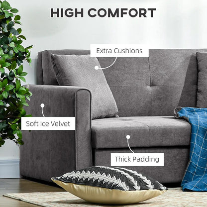 HOMCOM 2 Seater Sofa Bed with Hidden Storage, Pull Out Convertible Bed Settee, Modern Snow Flannel Loveseat Sofa Sleeper with 2 Cushions for Living Room, Guest Room Additional View 29