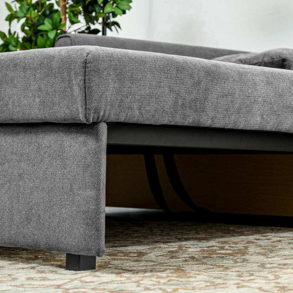 HOMCOM 2 Seater Sofa Bed with Hidden Storage, Pull Out Convertible Bed Settee, Modern Snow Flannel Loveseat Sofa Sleeper with 2 Cushions for Living Room, Guest Room Additional View 31