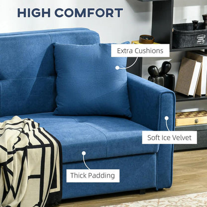 HOMCOM 2 Seater Sofa Bed with Hidden Storage, Pull Out Convertible Bed Settee, Modern Snow Flannel Loveseat Sofa Sleeper with 2 Cushions for Living Room, Guest Room Additional View 6