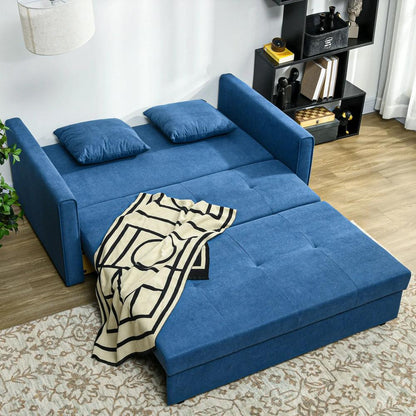 HOMCOM 2 Seater Sofa Bed with Hidden Storage, Pull Out Convertible Bed Settee, Modern Snow Flannel Loveseat Sofa Sleeper with 2 Cushions for Living Room, Guest Room Additional View 7