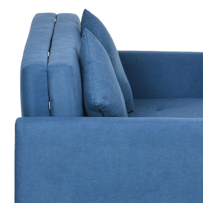 HOMCOM 2 Seater Sofa Bed with Hidden Storage, Pull Out Convertible Bed Settee, Modern Snow Flannel Loveseat Sofa Sleeper with 2 Cushions for Living Room, Guest Room Additional View 9