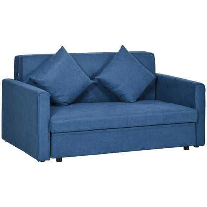 HOMCOM 2 Seater Sofa Bed with Hidden Storage, Pull Out Convertible Bed Settee, Modern Snow Flannel Loveseat Sofa Sleeper with 2 Cushions for Living Room, Guest Room