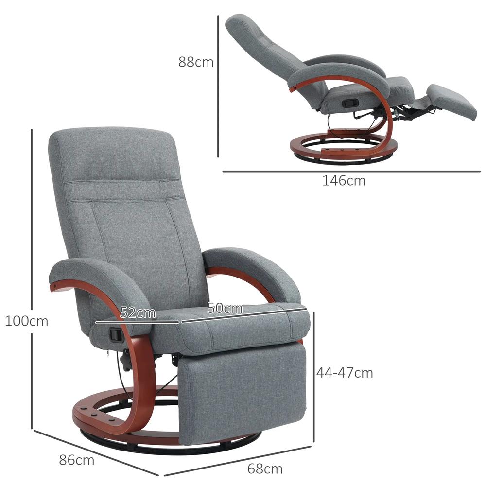 HOMCOM 135&deg; Manual Reclining Swivel Chair, with Footrest Additional View 14
