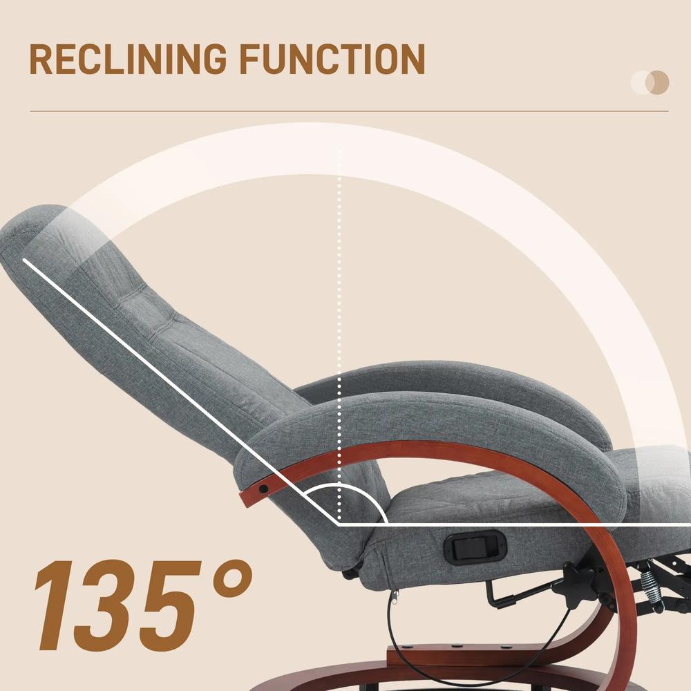 HOMCOM 135&deg; Manual Reclining Swivel Chair, with Footrest Additional View 15