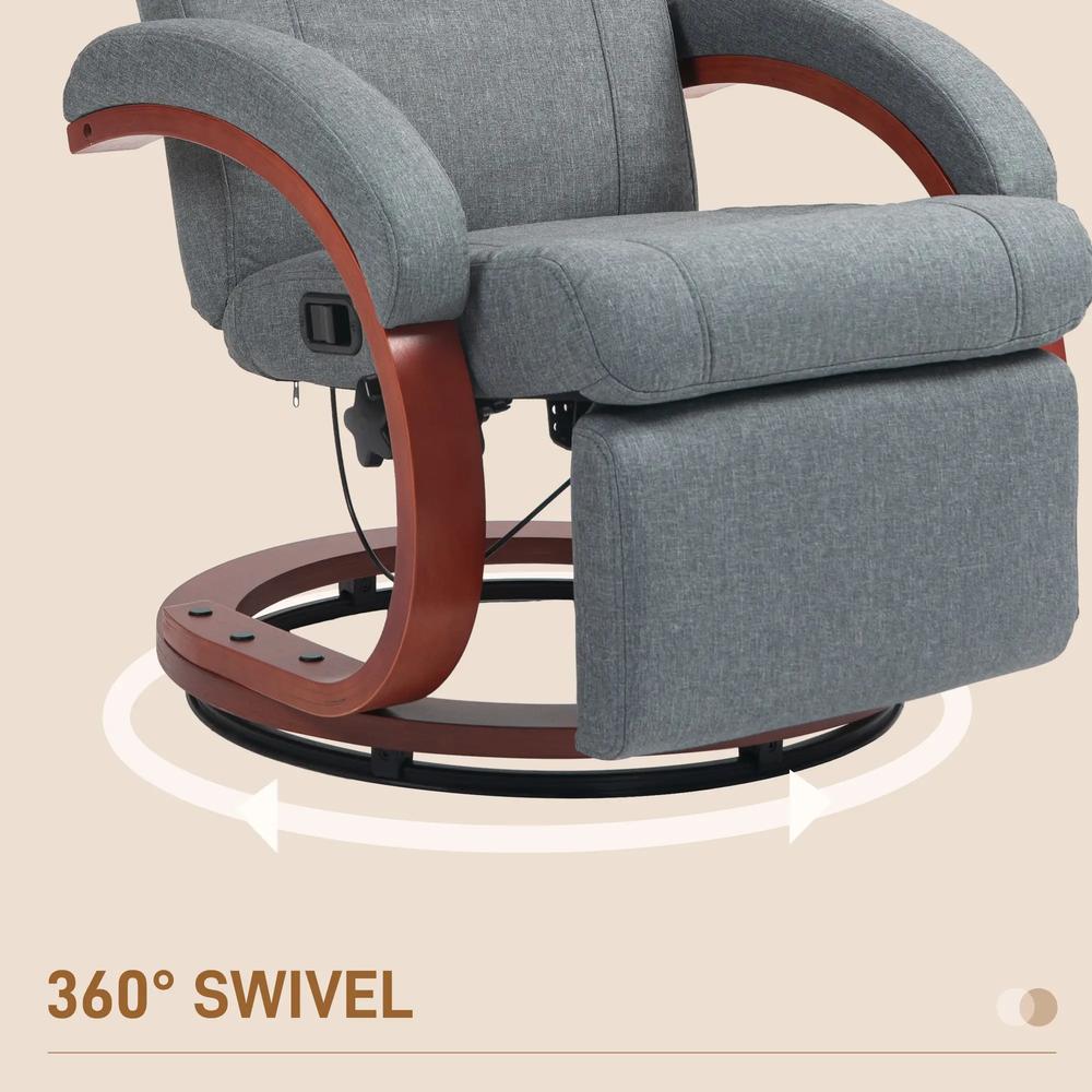 HOMCOM 135&deg; Manual Reclining Swivel Chair, with Footrest Additional View 17