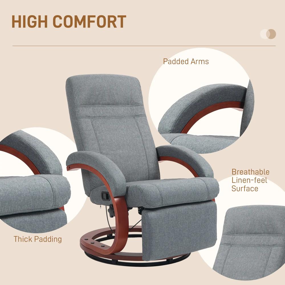 HOMCOM 135&deg; Manual Reclining Swivel Chair, with Footrest Additional View 18