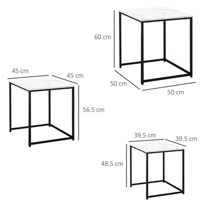 HOMCOM Three Nest of Tables, Marble Effect Finish Additional View 3