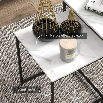 HOMCOM Three Nest of Tables, Marble Effect Finish Additional View 5