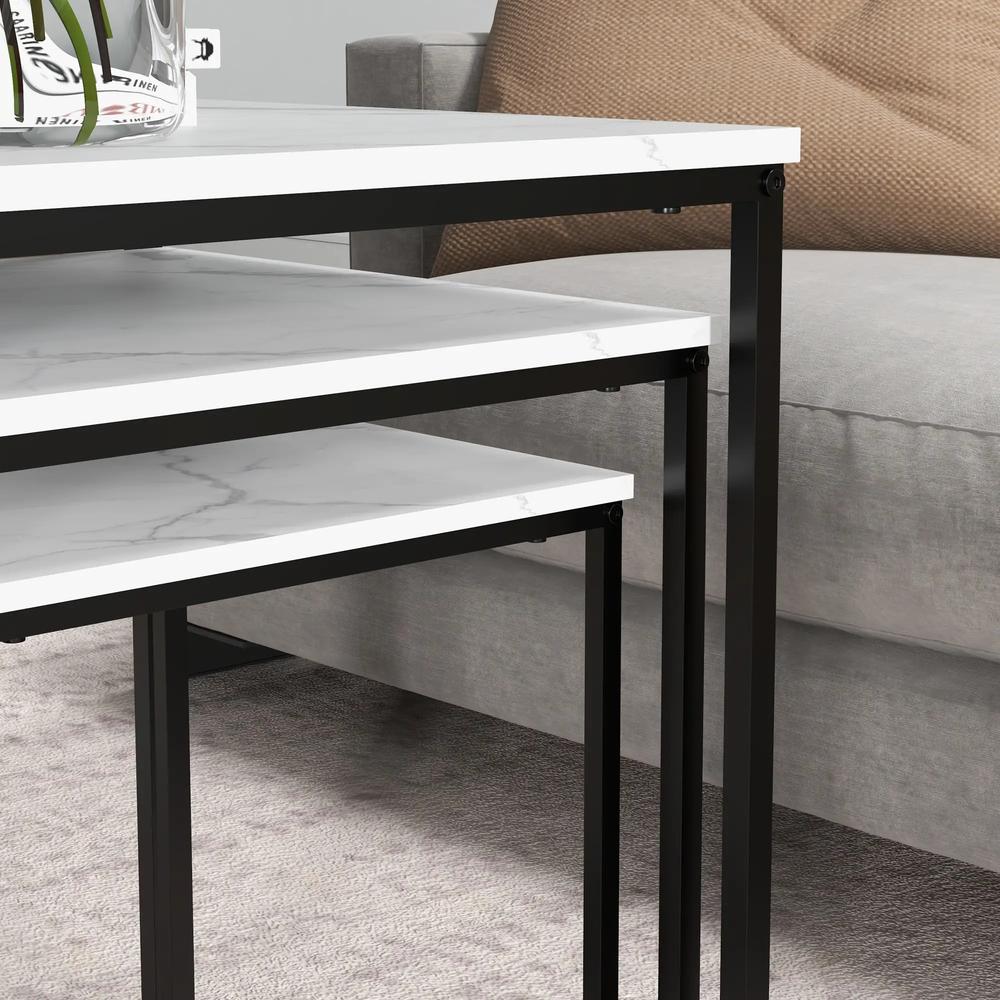 HOMCOM Three Nest of Tables, Marble Effect Finish Additional View 9
