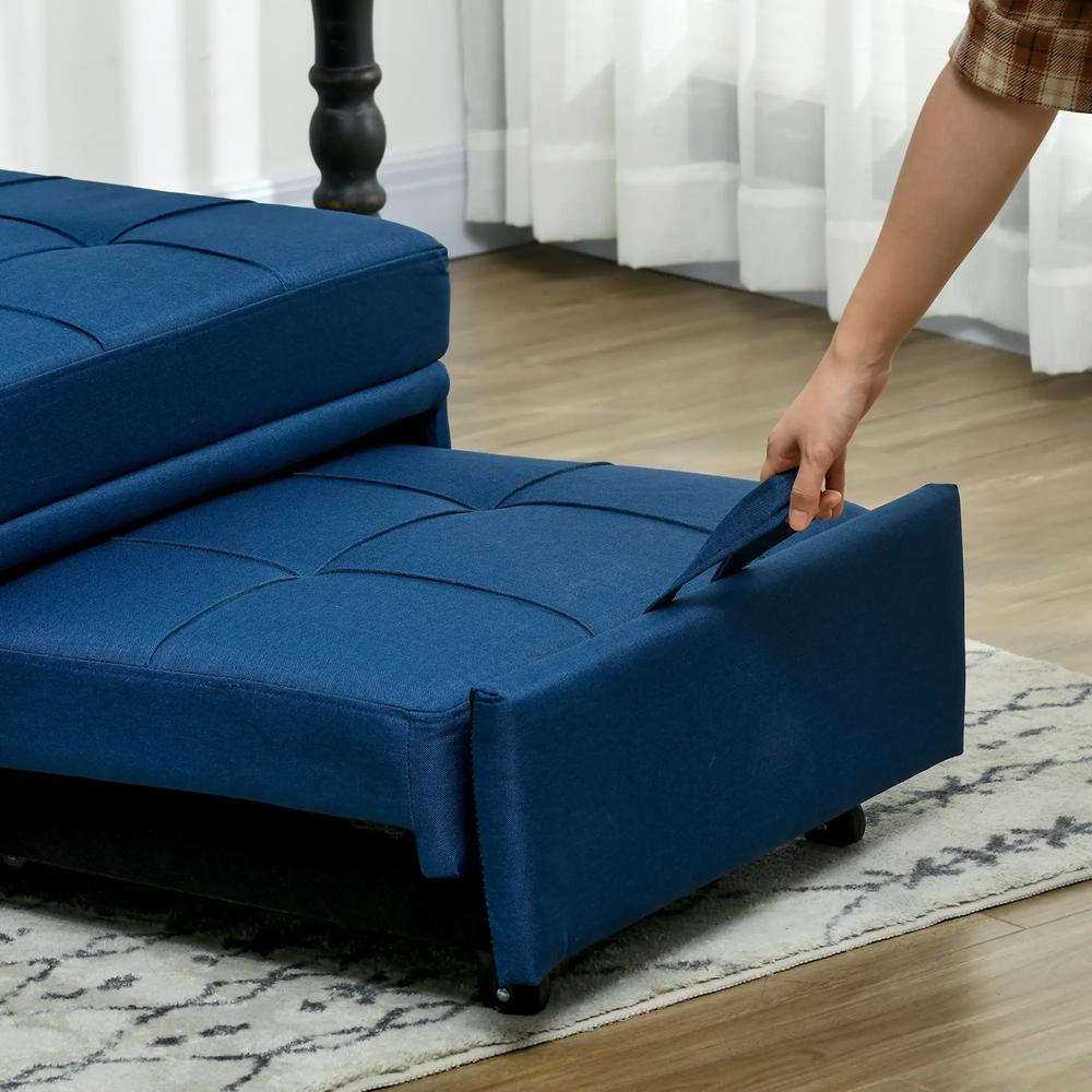 HOMCOM Convertible Chair Bed with Padding Seat, 4-in-1 Multi-Functional Sleeper Sofa Bed, Recliner with Adjustable Backrest, Side Pocket, Wheels and Pillow, for Living Room Additional View 19