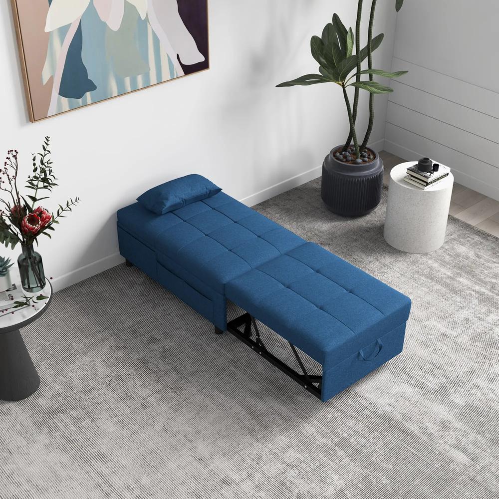 HOMCOM Convertible Chair Bed with Padding Seat, 4-in-1 Multi-Functional Sleeper Sofa Bed, Recliner with Adjustable Backrest, Side Pocket, Wheels and Pillow, for Living Room Additional View 21