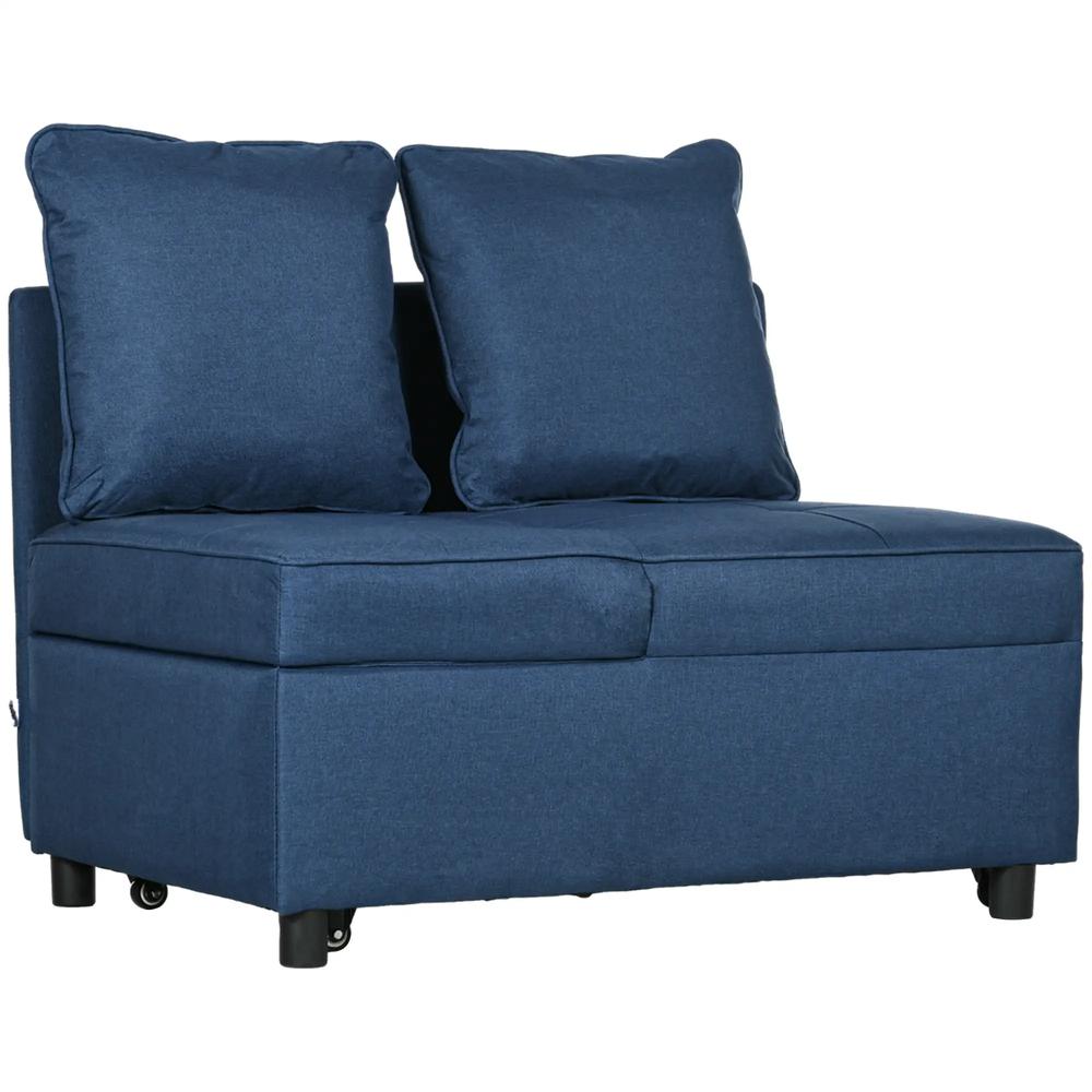 HOMCOM 3-In-1 Single Sofa Bed with Thick Padded Seat & 5-position Adjustable Back for Living Room, Bedroom, Blue Additional View 11