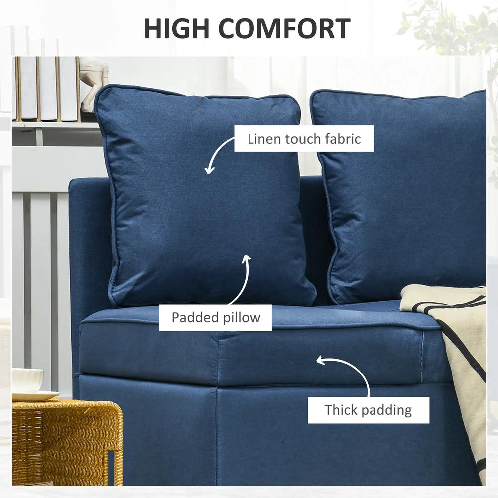 HOMCOM 3-In-1 Single Sofa Bed with Thick Padded Seat & 5-position Adjustable Back for Living Room, Bedroom, Blue Additional View 6