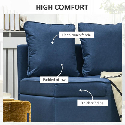 HOMCOM 3-In-1 Single Sofa Bed with Thick Padded Seat & 5-position Adjustable Back for Living Room, Bedroom, Blue Additional View 6