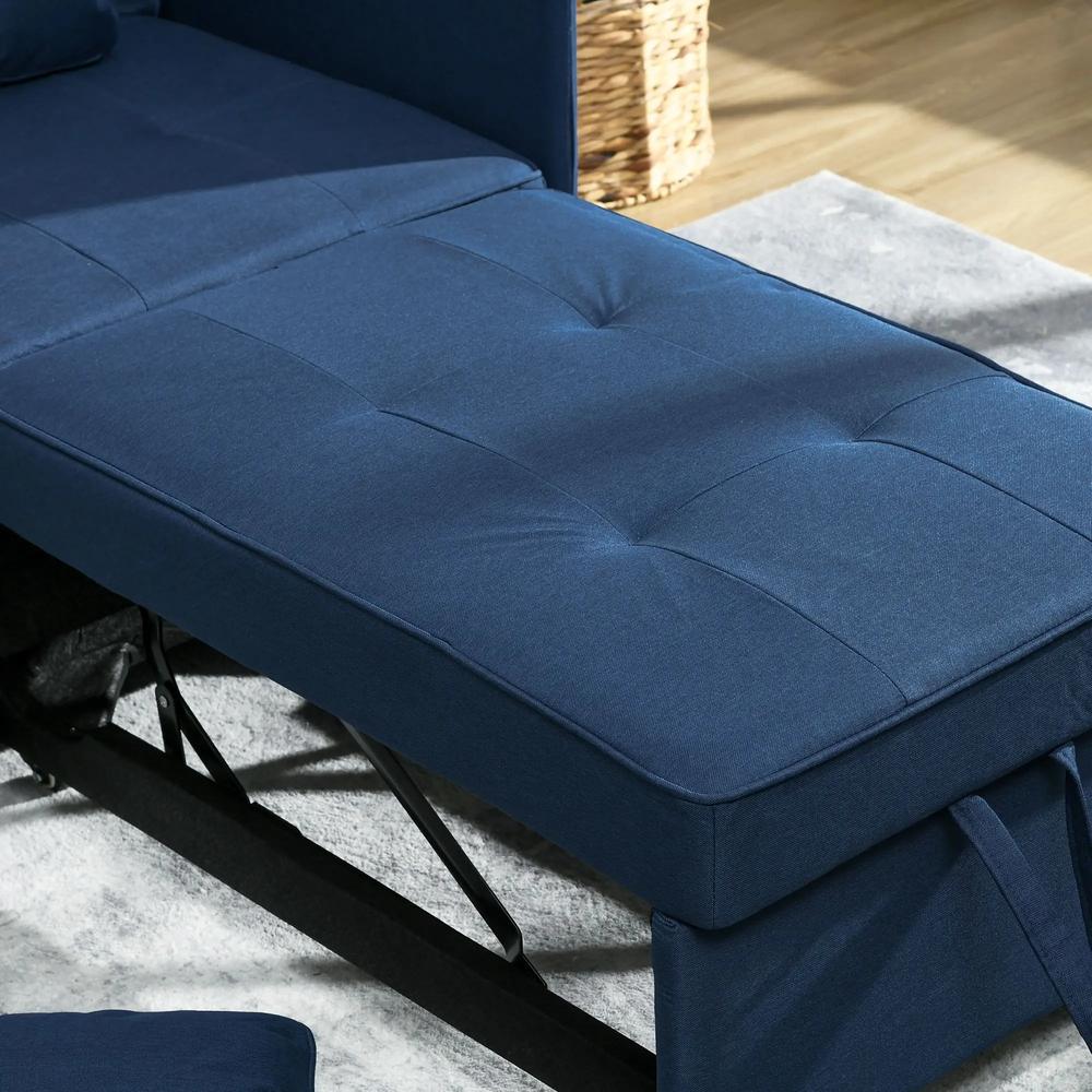 HOMCOM 3-In-1 Single Sofa Bed with Thick Padded Seat & 5-position Adjustable Back for Living Room, Bedroom, Blue Additional View 8