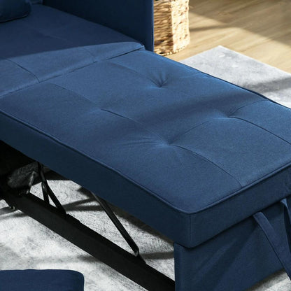 HOMCOM 3-In-1 Single Sofa Bed with Thick Padded Seat & 5-position Adjustable Back for Living Room, Bedroom, Blue Additional View 8