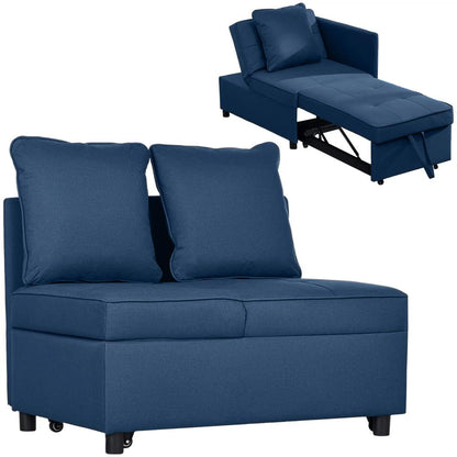 HOMCOM 3-In-1 Single Sofa Bed with Thick Padded Seat & 5-position Adjustable Back for Living Room, Bedroom, Blue Additional View 10