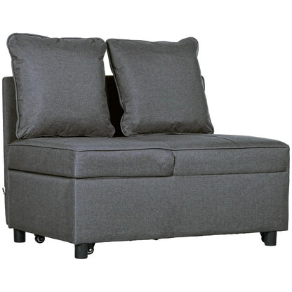 HOMCOM Convertible Single Sofa Bed with Thick Padded Seat, 3-in-1 Multi-Functional Sleeper Chair Bed with Magazine Pocket, for Living Room, Grey Additional View 17