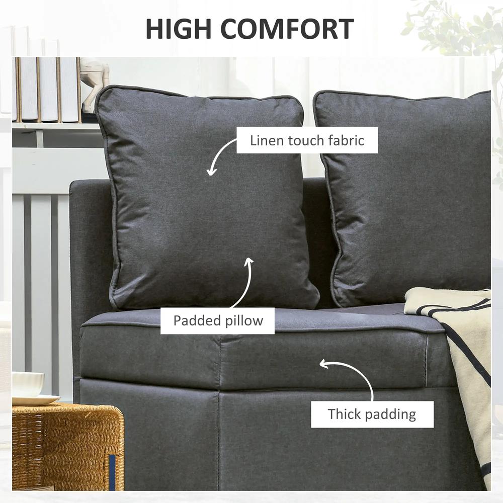 HOMCOM Convertible Single Sofa Bed with Thick Padded Seat, 3-in-1 Multi-Functional Sleeper Chair Bed with Magazine Pocket, for Living Room, Grey Additional View 6
