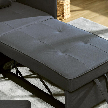 HOMCOM Convertible Single Sofa Bed with Thick Padded Seat, 3-in-1 Multi-Functional Sleeper Chair Bed with Magazine Pocket, for Living Room, Grey Additional View 8