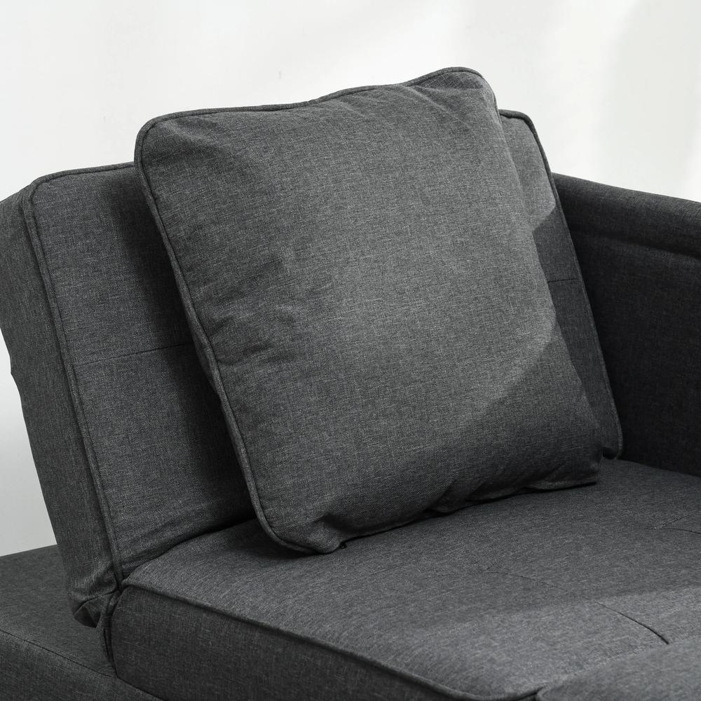 HOMCOM Convertible Single Sofa Bed with Thick Padded Seat, 3-in-1 Multi-Functional Sleeper Chair Bed with Magazine Pocket, for Living Room, Grey Additional View 9