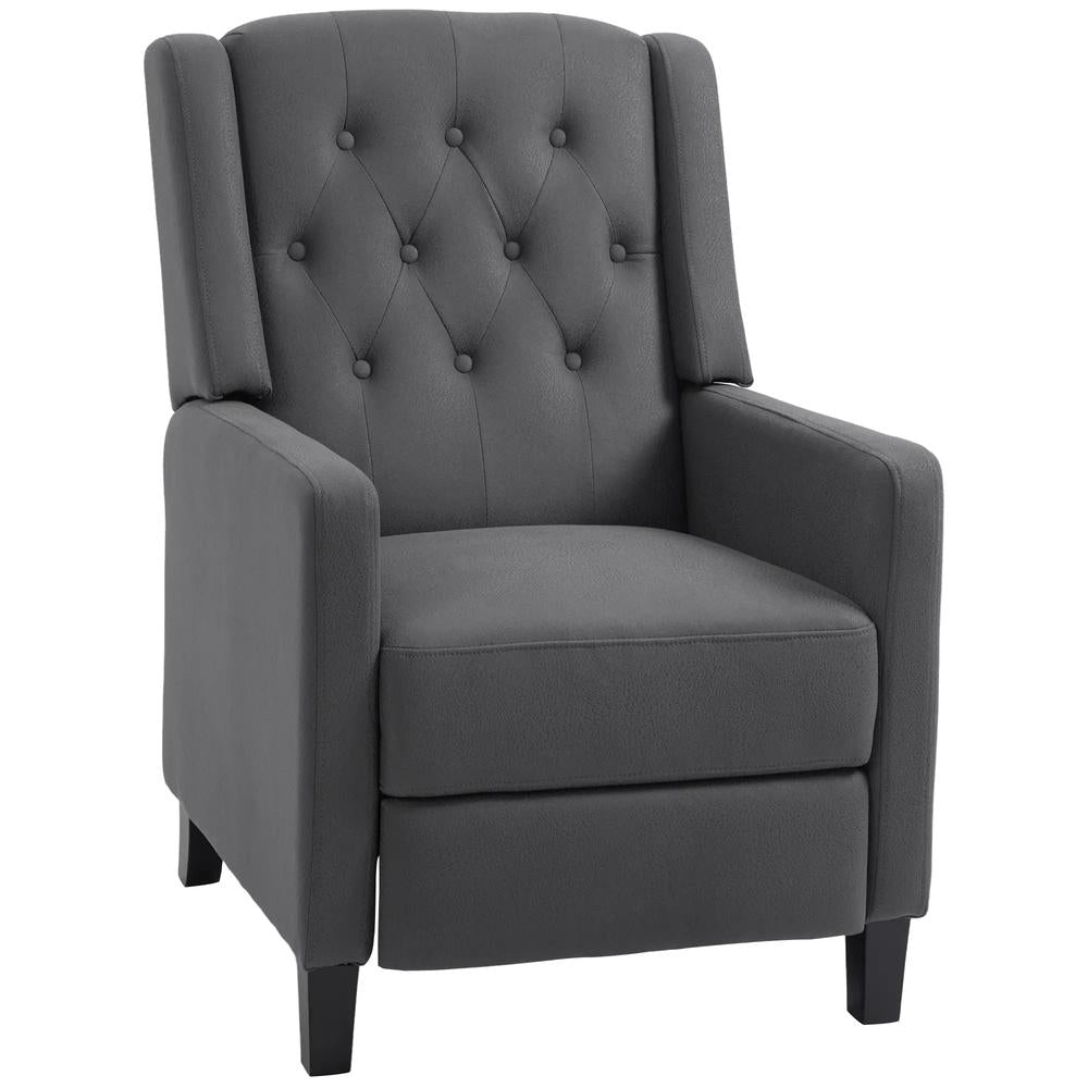 HOMCOM Wingback Recliner Chair for Home Theater, Button Tufted Microfibre Cloth Reclining Armchair with Leg Rest, Deep Grey Additional View 12