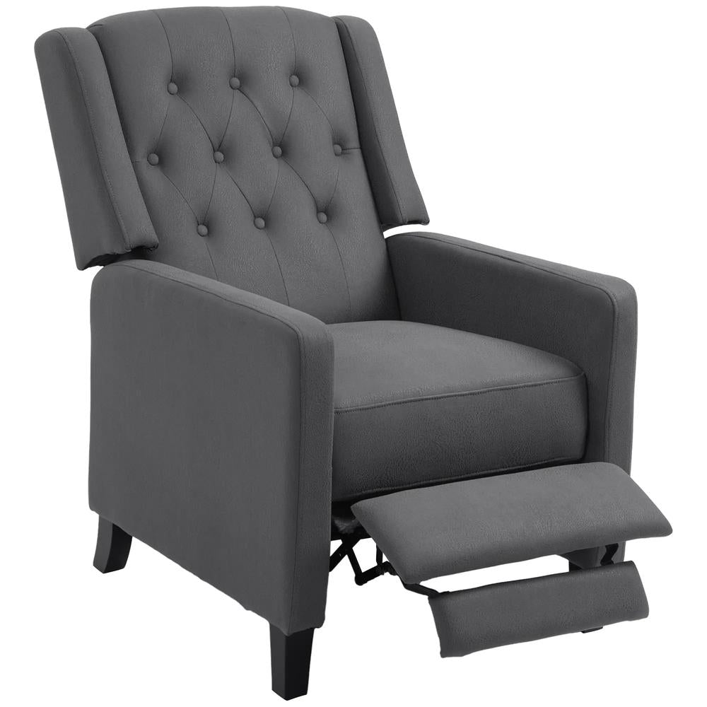 HOMCOM Wingback Recliner Chair for Home Theater, Button Tufted Microfibre Cloth Reclining Armchair with Leg Rest, Deep Grey Additional View 13